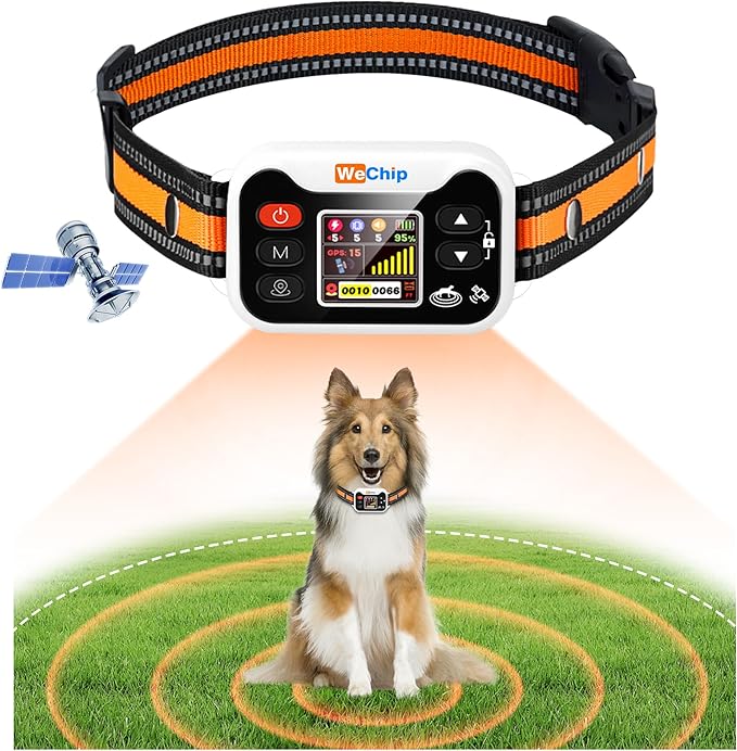GPS Dog Collar with 3 Correction Mode,Wireless Dog Fence System with Open Outdoor,Range 25-6560 FT, IPX7 Waterproof (Orange White)