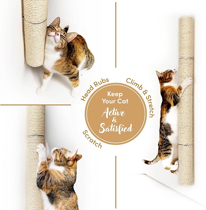 34" Wall Mounted Cat Scratcher, Sisal Scratching Post