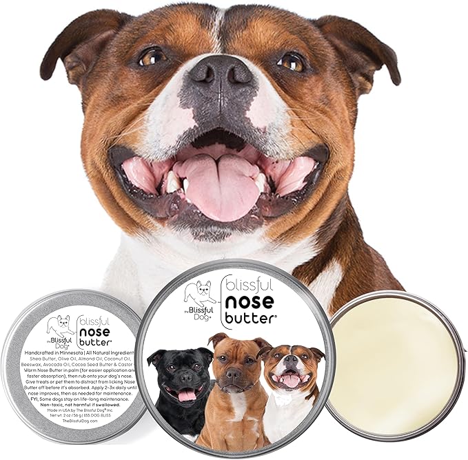 The Blissful Dog Staffordshire Pitbull Terrier Unscented Nose Butter - Dog Nose Butter, 8 Ounce
