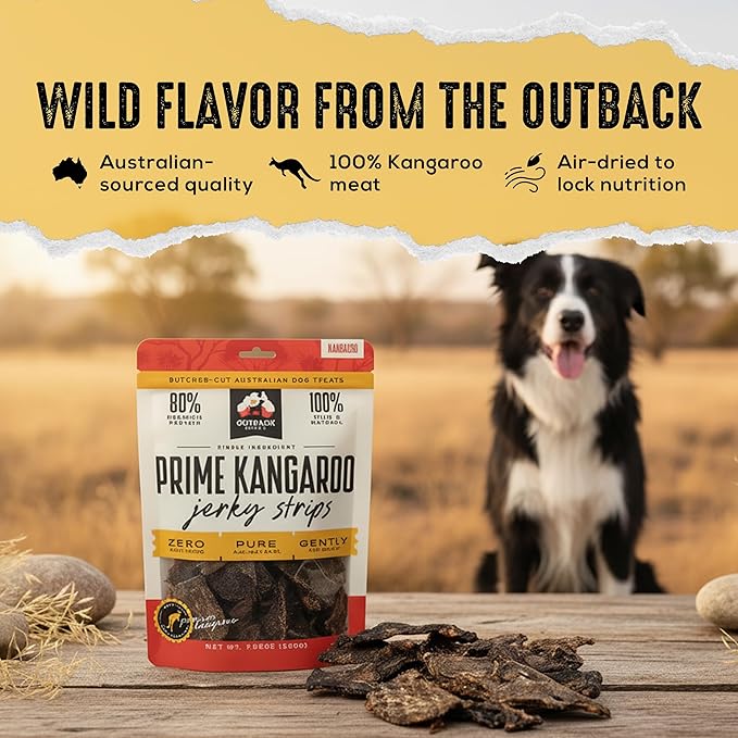 | Prime Kangaroo Dog Treats Jerky Strips | Single Ingredient Air Dried Natural Dog Treats (7.05 oz)