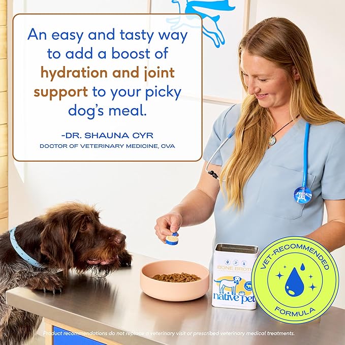 Native Pet Bone Broth for Dogs - Made with Real Beef Bone Broth, Dog Food Toppers for Picky Eaters - Provides Extra Hydration & Nutrition for Joint Strength, Immunity & Heart Health-48 Scoops