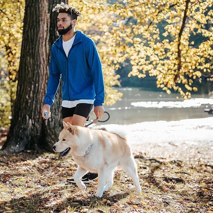 Mile High Life Short Dog Leash, Braided Cotton Rope Leashes with Leather Tip - Heavy Duty Metal Clasp, 18IN, 1/2" Thick - Wedding, Walking & Training Leash for Medium Large Dogs