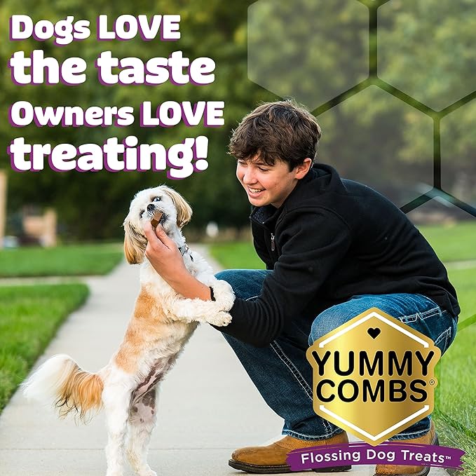 Yummy Combs Dog Dental Treats – Vet VOHC Approved – Delicious Chicken Protein – Removes Tartar with Cleaning Comb Shape – Dental Dog Treats for Large Dogs (24oz, 18 Count)