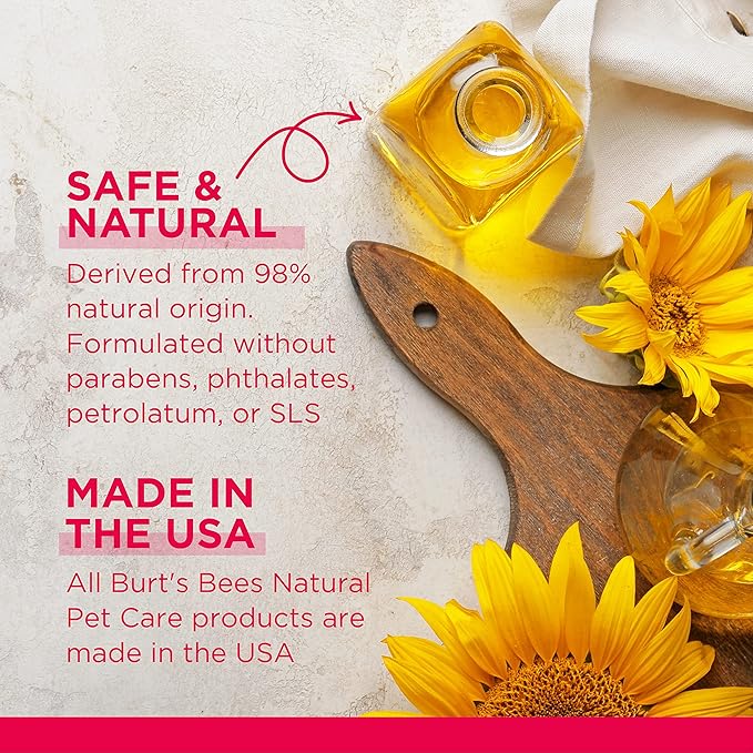 Burt's Bees for Pets Anti-Hairball Wipes for Cats with Sunflower Oil and Wheat Germ Oil, 98% Natural Origin Formulas, Cat Hairball Remedy, Cat Wipes for Hairballs, 50 Count - 6 Pack