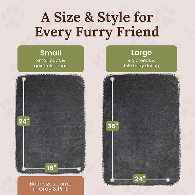 Premium Drying Towel – Small 16" x 24" Super Absorbent Microfiber Dog Bath Towel – Quick Dry, Soft & Durable Dog Towel for Drying Dogs – 1200 GSM Gray for Beach, Camping & Travel