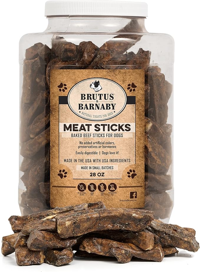 BRUTUS & BARNABY Dehydrated Lung Dog & Cat Treats, 28oz – USA Organ Meat Stick (Beef & Turkey Lung, Liver), High Protein Pet Snack