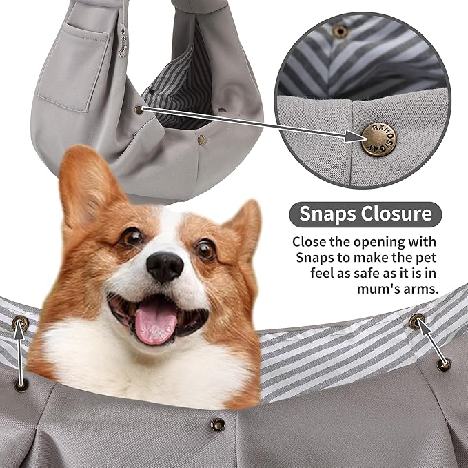 Small Pet Carrier Pouch Sling for Daily with Adjustable Strap Pocket Safety Buckle for Puppy Dog Papoose and Cat Kitten Grey