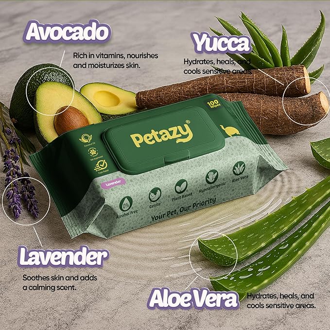 400 Dog Wipes for Paws and Butt Ears Eyes | Organic Pet Wipes for Dogs | Lavender Scented Dog Wipes Cleaning Deodorizing | Extra Thick Paw Wipes for Dogs Cats Pets | Bonus Glove Wipes Included