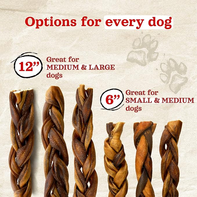 Natural Farm Braided Collagen Chews for Dogs (6 Inch, 10 Pack), Collagen Sticks, Natural Dog Chews, Long Lasting, for Small, Medium and Large Dogs, Odor-Free, Rawhide Alternative