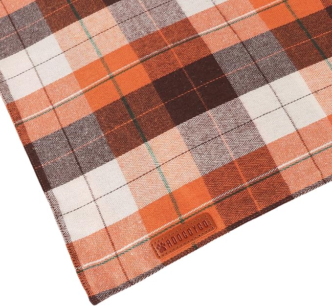 ADOGGYGO 4 Pack Plaid Dog Bandanas Fall Halloween Thanksgiving Christmas, Premium Cotton Fabric, Red Green Orange Blue Plaid Bandanas for Extra Large Dogs (X-Large)