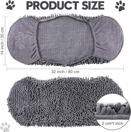 Newwiee 4 Pcs Large Dog Shammy Towel for Drying 32 x 14 in Microfiber Absorbent, Quick Drying Dog Bath Towel with Hand Pocket, Machine Washable for Pet Puppy Cleaning Shower Supplies(Grey)