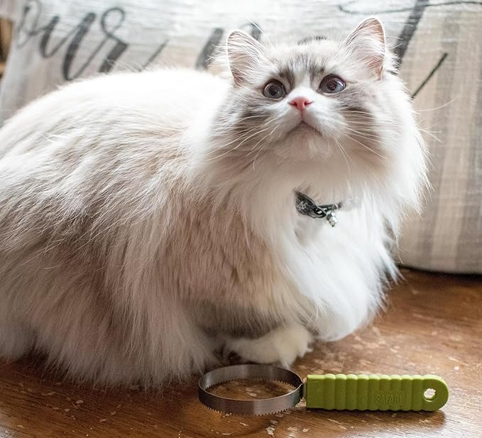 Coastal Pet Stainless Steel Safari Cat Shedding Blade - Cat Hair Removal Brush - Pet Grooming Tool to Prevent Hairballs - 7.5" x 3"