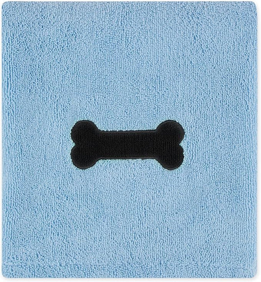 Bone Dry Pet Grooming Microfiber Towel, Embroidered Collection, X-Large,41x23.5", Blue