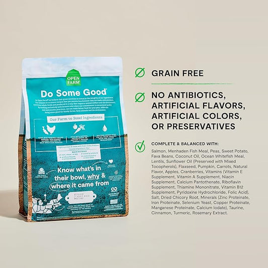 Open Farm, Grain-Free Dry Dog Food for Puppies, Protein-Packed Kibble, Sustainably & Ethically Sourced Ingredients, Non-GMO Veggies & Superfoods, Chicken & Salmon Puppy Recipe, 4lb Bag