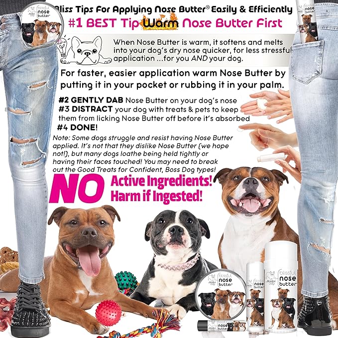 The Blissful Dog Staffordshire Pitbull Terrier Unscented Nose Butter - Dog Nose Butter, 8 Ounce