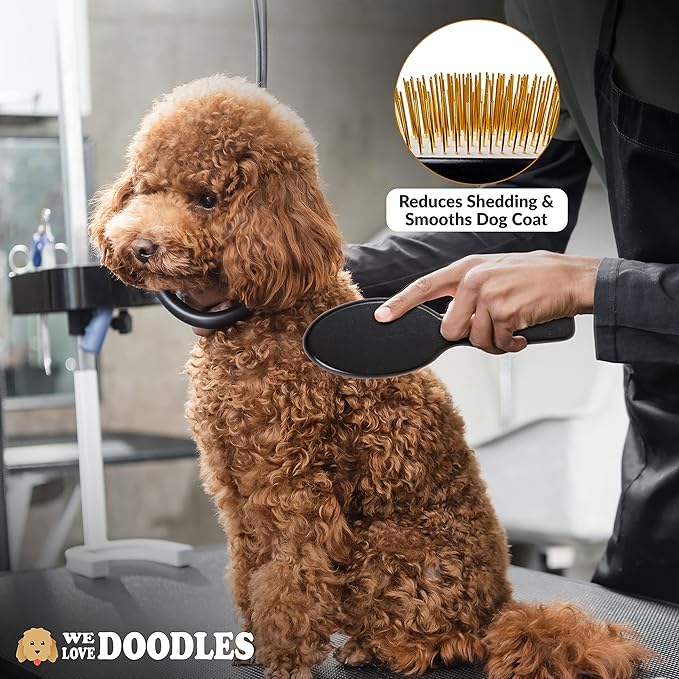 We Love Doodles Dog Eye Wipes & Pin Brush Bundle - Pre-Soaked Eye Wipes for Dogs, Tear Stain Remover for Dogs, Pet Eye Wipes,Pet Grooming Detangler Pin Dog Brush, Dog Brush for Shedding & Loose Fur